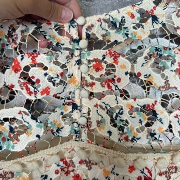 Tularosa Elba Rainbow Lace Mini Dress floral Pom poms - Picture 10 of 12